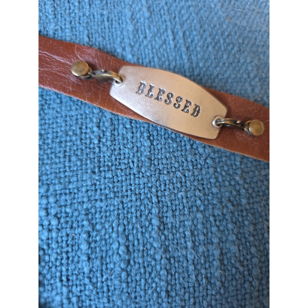 Lenny & Eva Bracelet Brown Leather Removeable Charm‎ Blessed Adjustable 7.75"